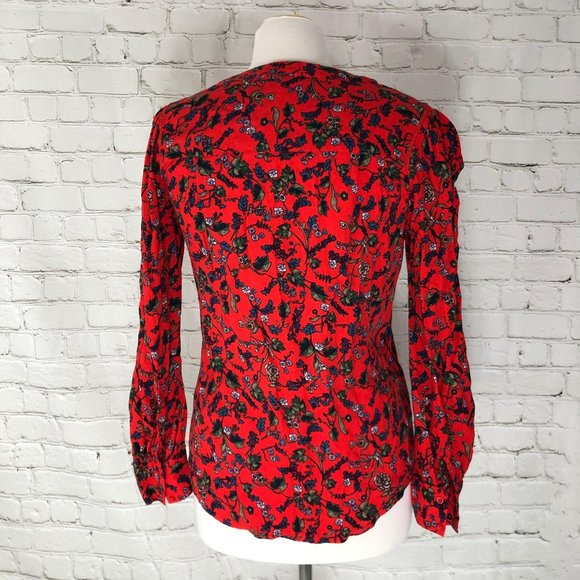 Hinge Red Floral Blouse Size Small - Picture 3 of 11